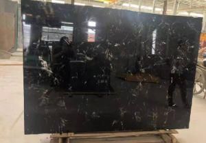 Polished Black Ice Flower Marble