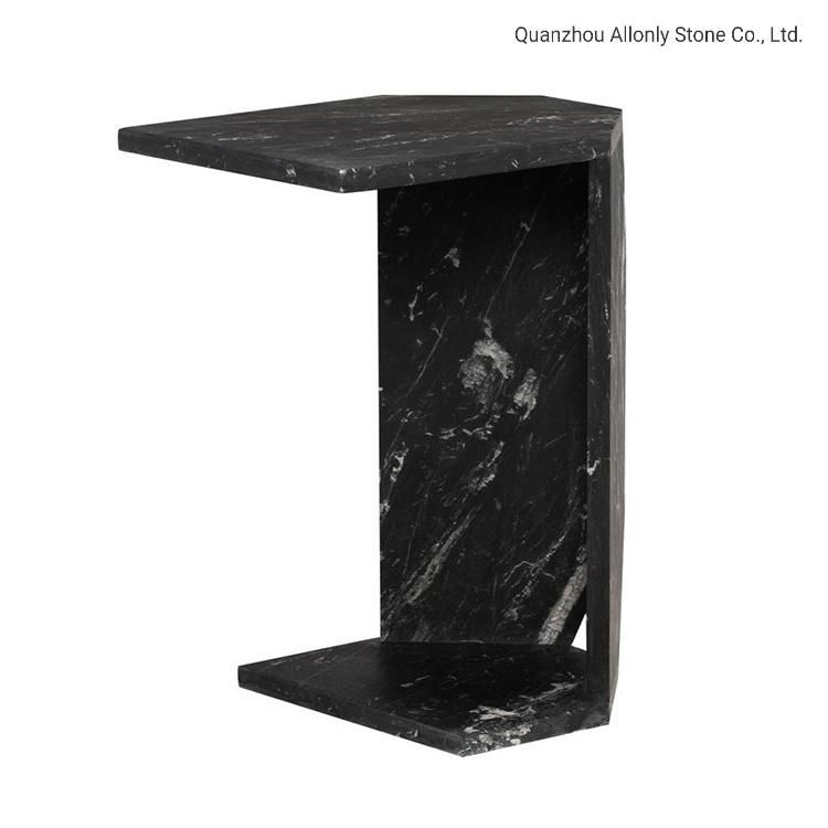 Luxury Home Deco Bedroom Nightstand Black Marble Side Corner Table Top