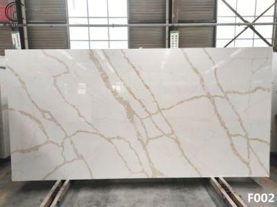 Hot Sale White Artificial Quartz Stone Slab with Golden Veins