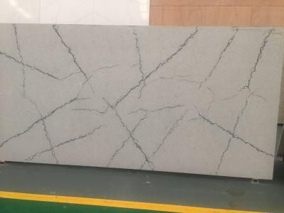 Large Slab Veins Quartz Stone Black Veins Calacatta Artificial Quartz Countertop
