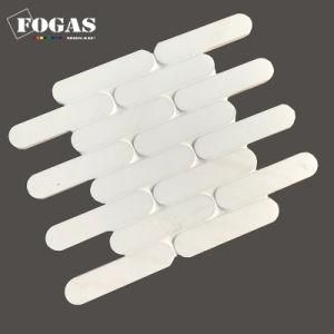 Thassos White Scrolling Lines White Marble Tile Mosaic