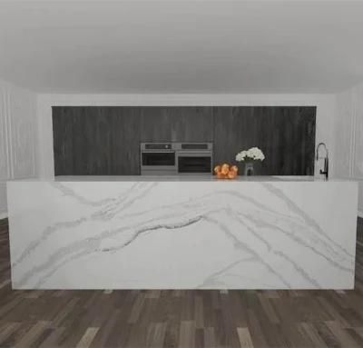 Manufacturer Supply Artificial Marble Looking Calacatta Quartz Stone Slab for Kitchen Countertop