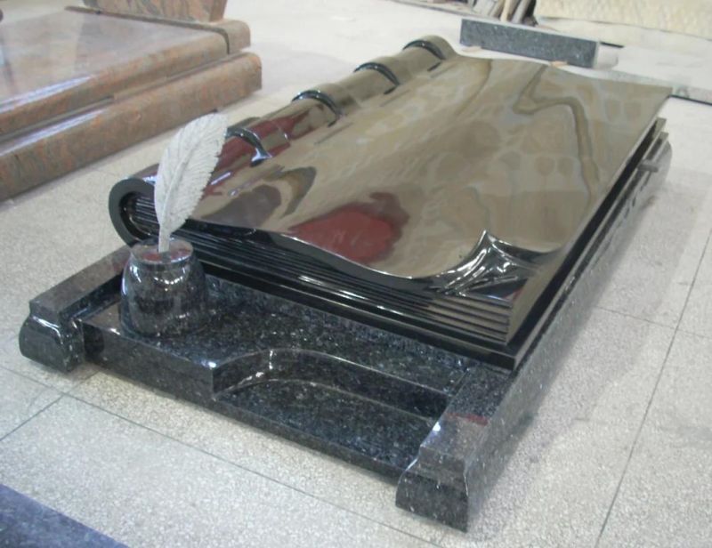 Black Granite Grave Stone Engraving Sculpture Headstone