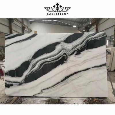 Best Quality Black Pattern Stone Marble Slabs Black Veins Panda White Marble Slab for Floor