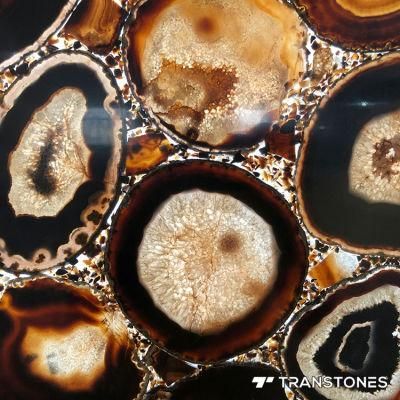 Customized Size Translucent Polished Brown Agate Counter Top