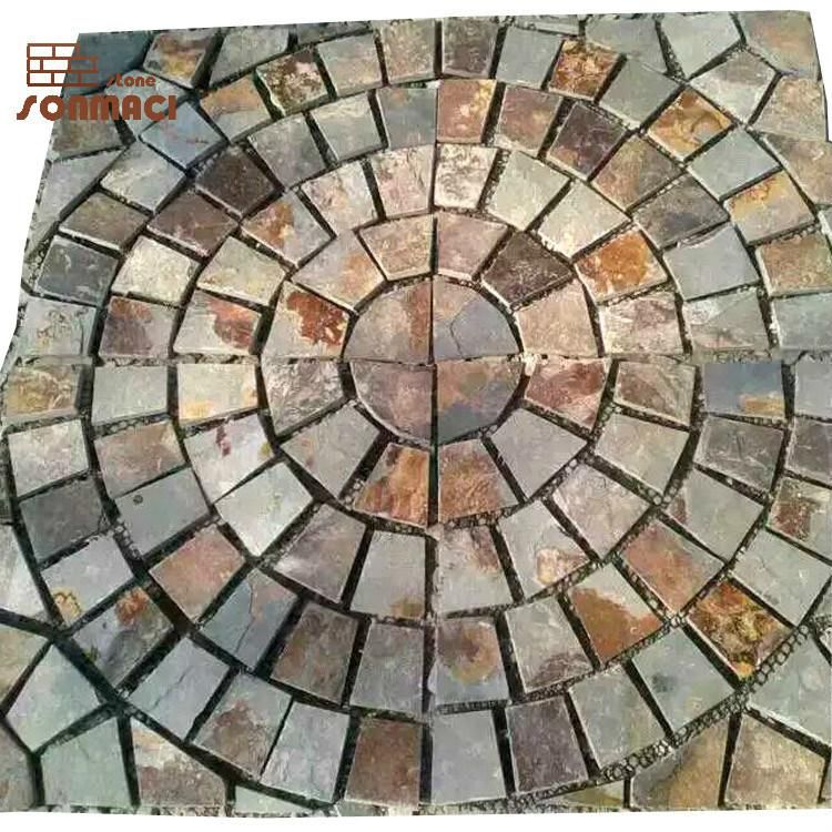 Rusty Slate Fan Shaped Stone on Net Paver