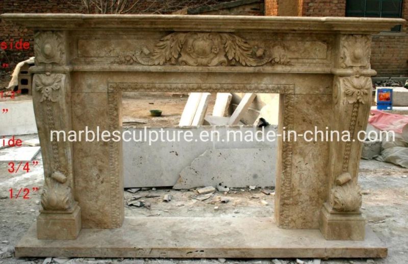 Classic Style Stone Sculpture Custom Mantel Marble Fireplace (SYMF-045)