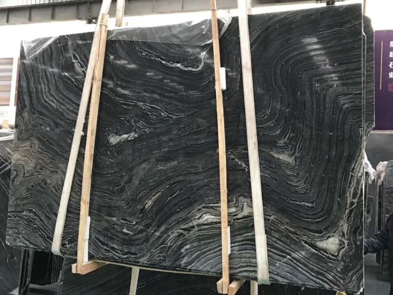 Silver Wave Marble 3/4" Polished Black/Stone Slabs Bookmatch Wall Panel/Tile