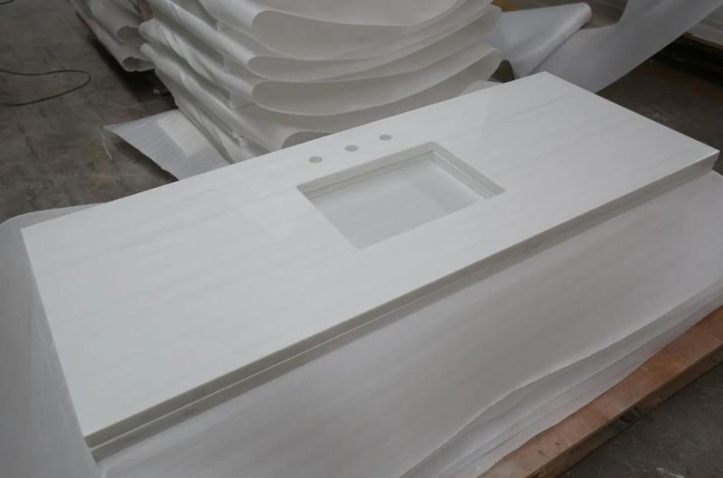 White Marble Look Kitchen Quartz Countertop Stone for Bathroom Vanity Countertop