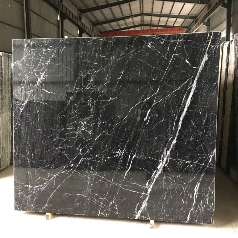 High Polished China Black Stone Marble Tiles Price Nero Marquina
