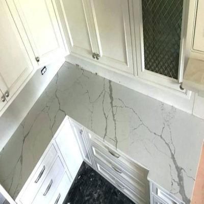 Laza Style Solid Surface Artificial Calacatta Engineered Quartz Counter for Quartz Countertop Bathroom