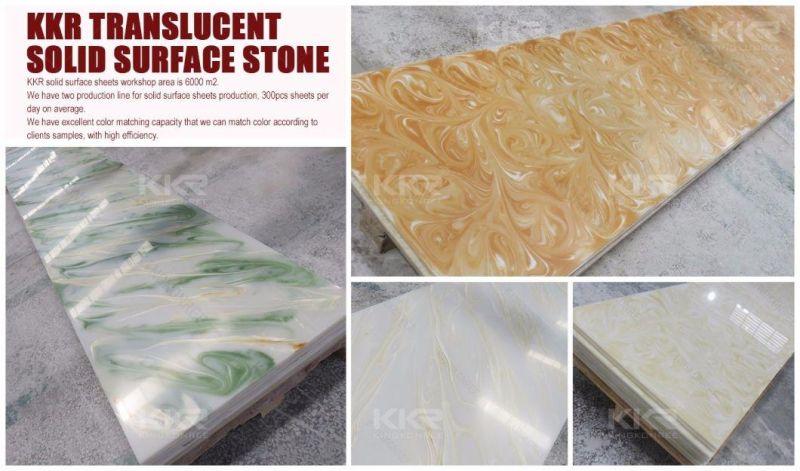 12mm Acrylic Solid Surface White Marble Stone for Kitchen Countertop
