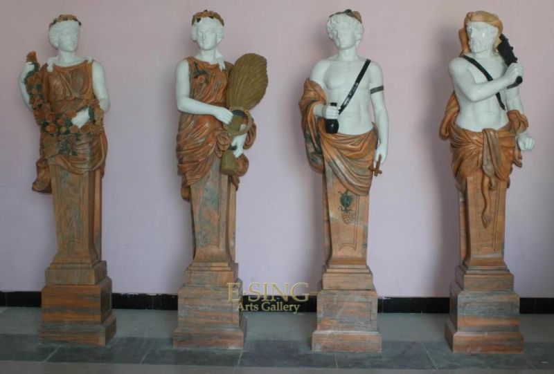 Outdoor Garden Decoration Stone Natural White Marble Statue Column