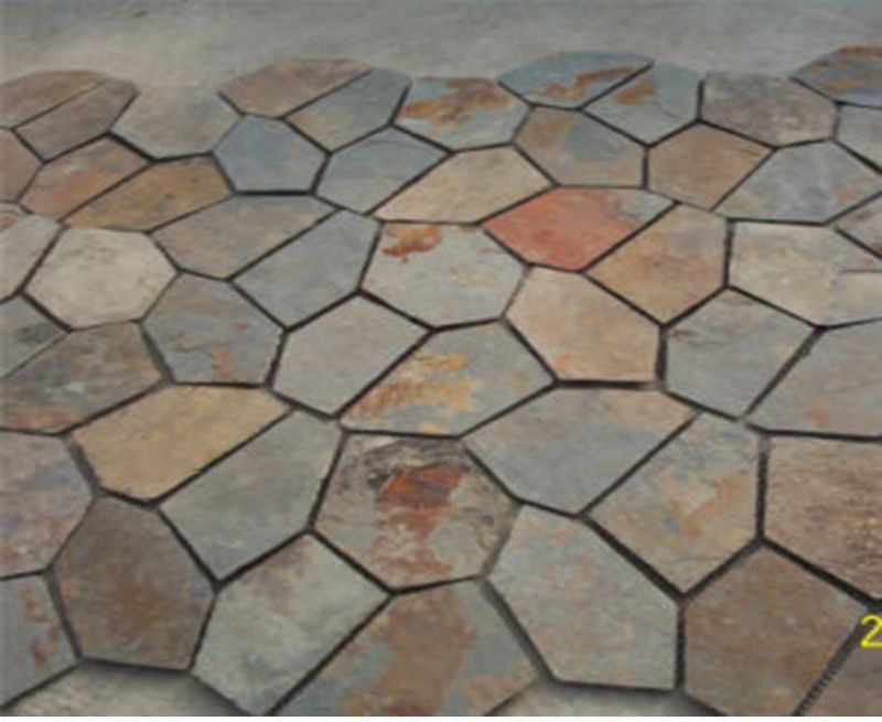 Exterior Decoration Natural Slate Paving Rusty/Yellow Wooden Vein Slate Flagstone Pattern Landscape