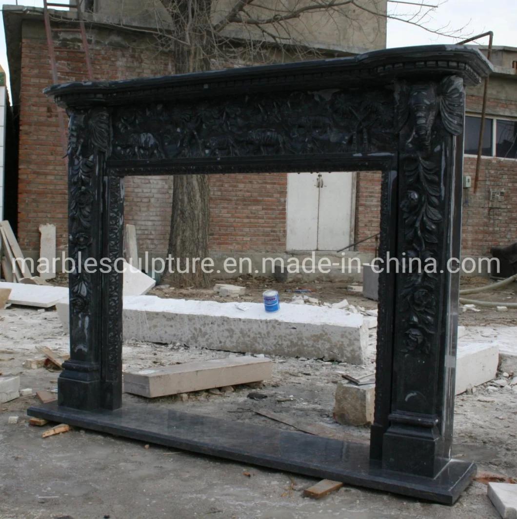 Custom Made Black Marble Fireplace Mantel Home Decoration (SYMF-298)