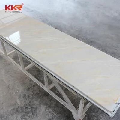 Polished Translucent Solid Surface Sheet Book-Matched Artificial Onyx Corian Wall Panel