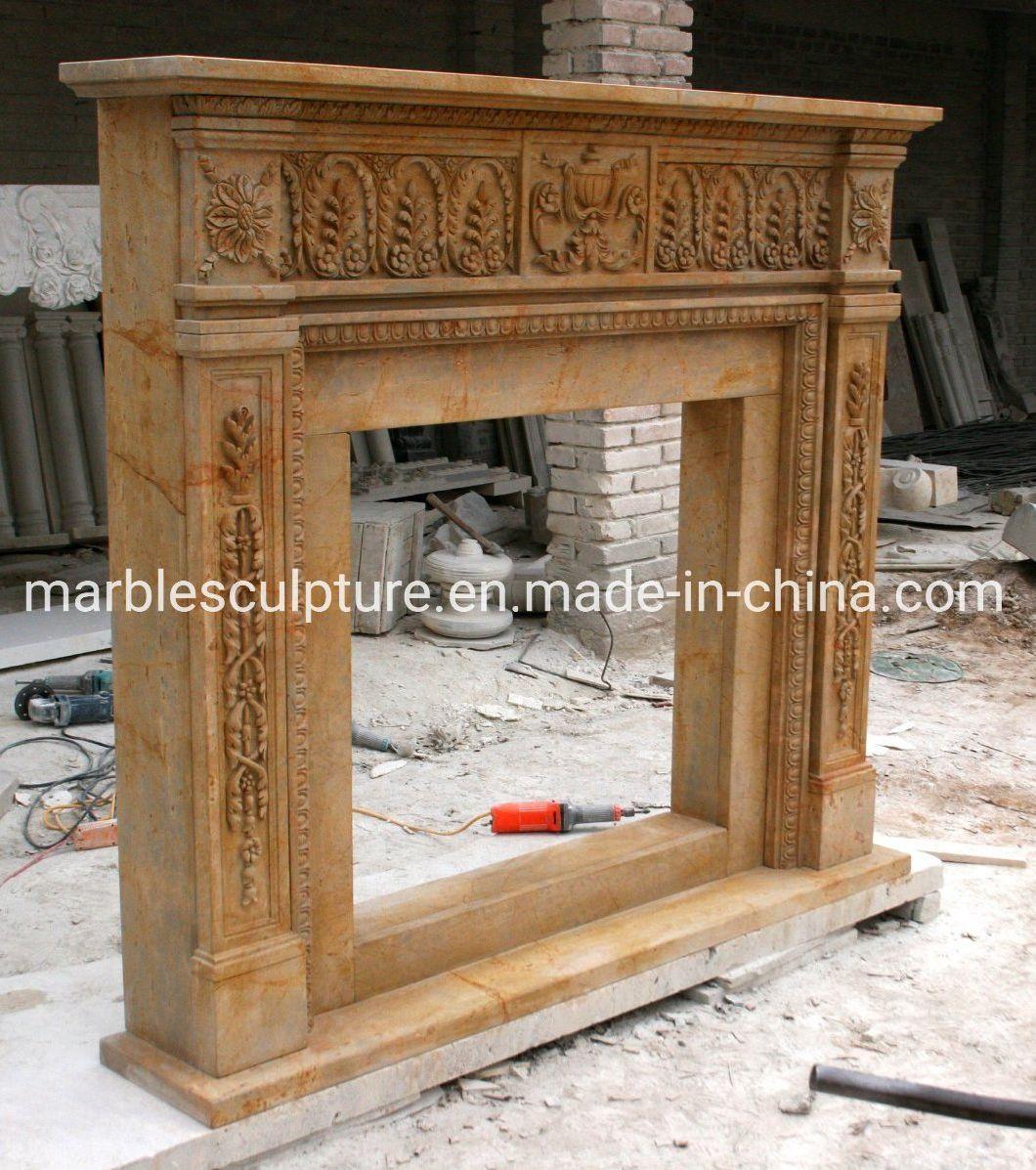 Hand Carved Custom Marble Fireplace Home Decoration (SYMF-176)