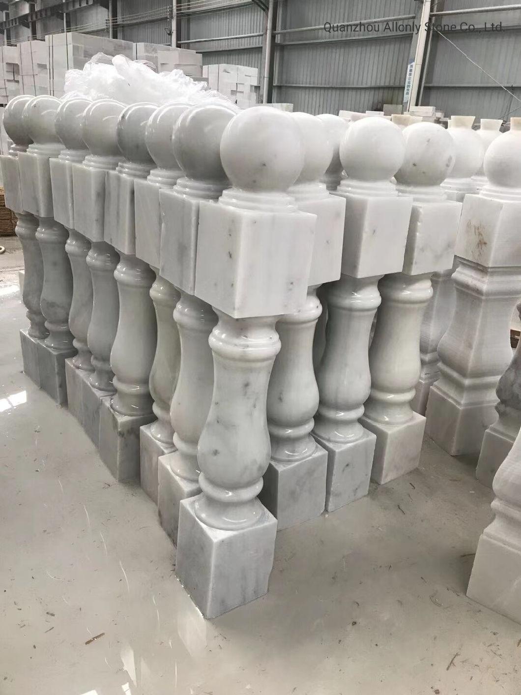 Customized Natural Stone White Marble Balcony Baluster with Stone Railing