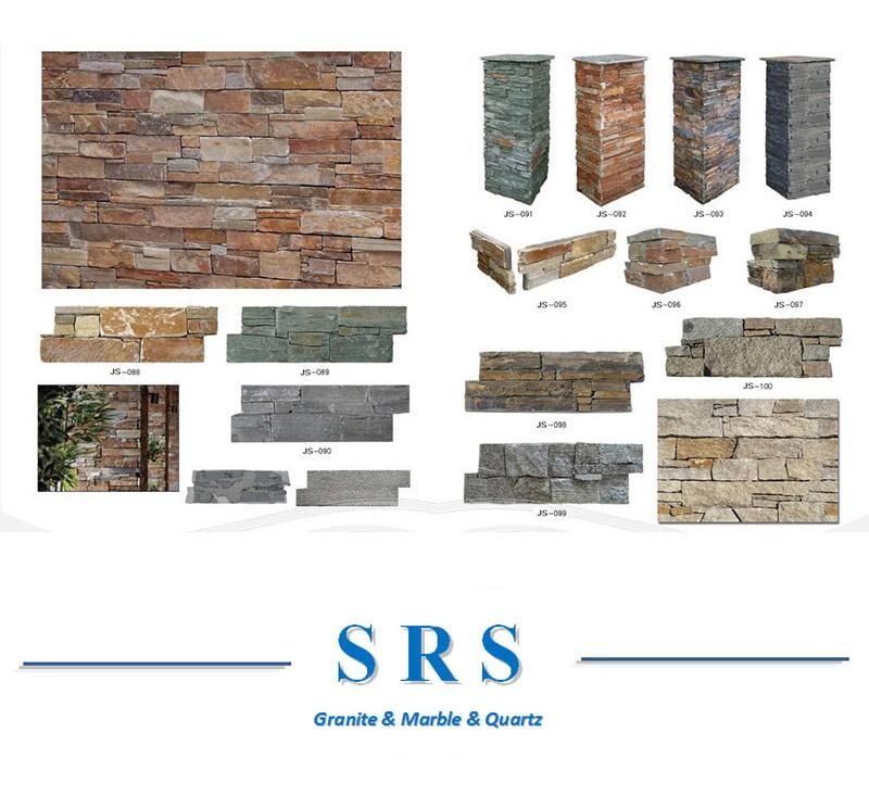 Natural White/Black/Yellow/Rusty/Green Culture Ledgestone/Fieldstone Stone/Slate for Wall Cladding Decoration/External Wall/Landscaping Wall Stone