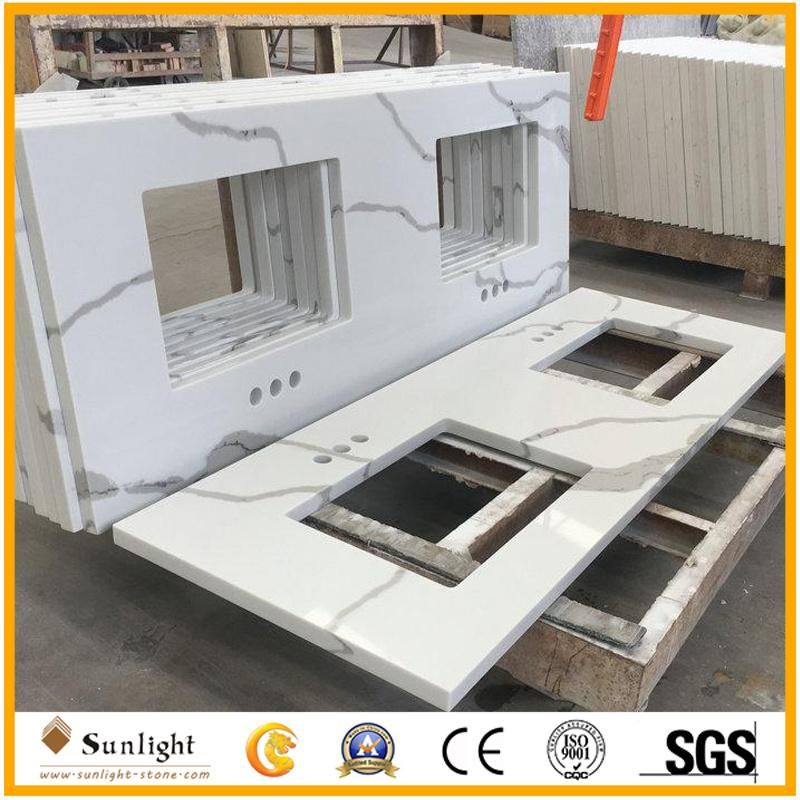 Calacatta White Quartz Stone Kithen Countertops