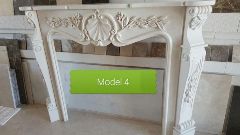 Hand Carved Classic White Marble Fireplace for Home Decoration