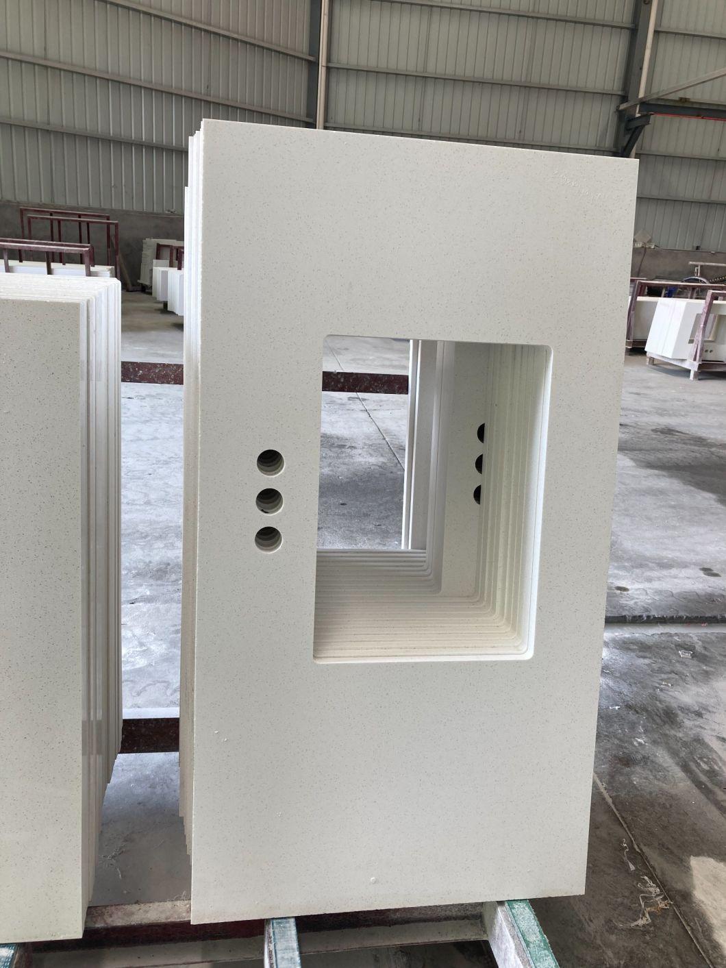 Fine Grain White Quartz Bathroom Vanity Top with Single Sink