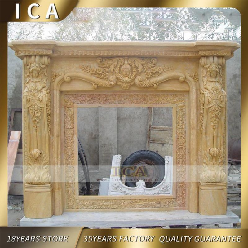 Indoor Large Sculpture French Marble Lady Fireplace Surround