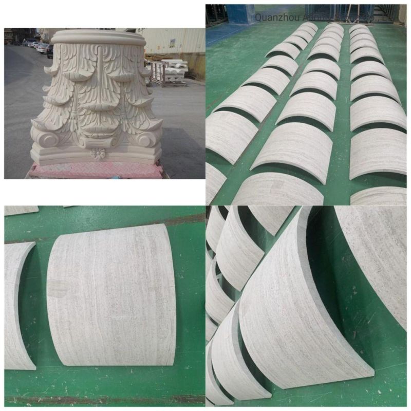 White Marble Wooden Decorative Small Stone Column with Pillar Base
