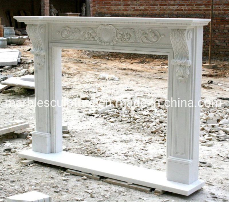 Beautiful Elegant Hand Carved Marble Fireplace on Sale (SYMF-160)