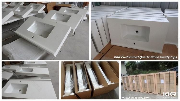 Custom Size White Artificial Stone Quartz Bathroom Vanity Tops