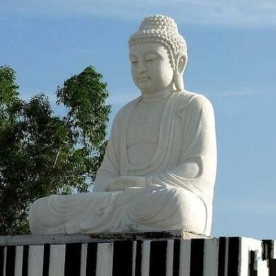 Outdoor Religious Hand Carved Large Size Buddha Sculpture Seated White Marble Buddha Statue