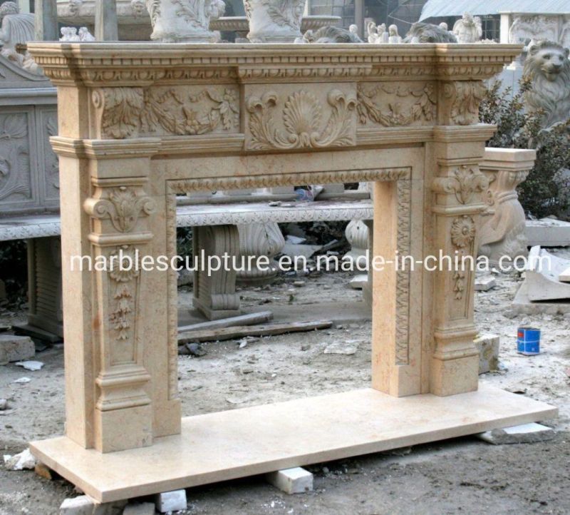 Hot Selling Beautiful Stone Sculpture Marble Fireplace (SYMF-041)