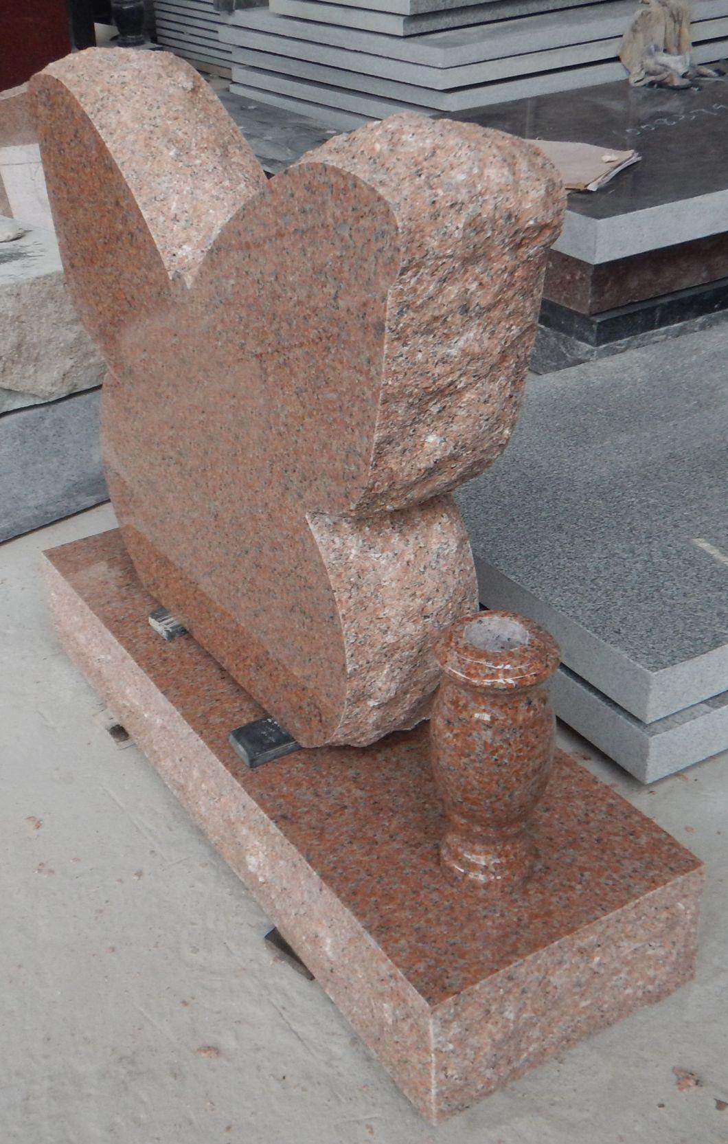 American Style Red Granite Monument Headstone with Vase