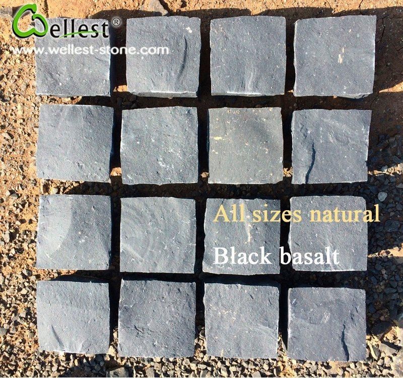 Black Basalt Cube Stone Road Paving Stone Factory Price Natural Black Stone