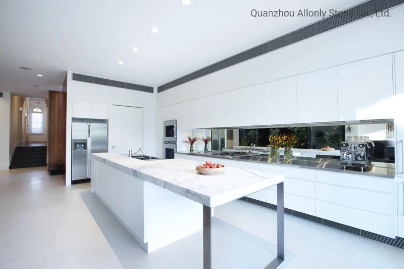Wholesale Customized Kitchen Waterfall Island Calacatta White Countertop