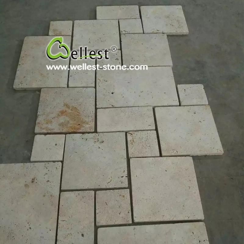 White Travertine French Pattern Tile for Pool Paver