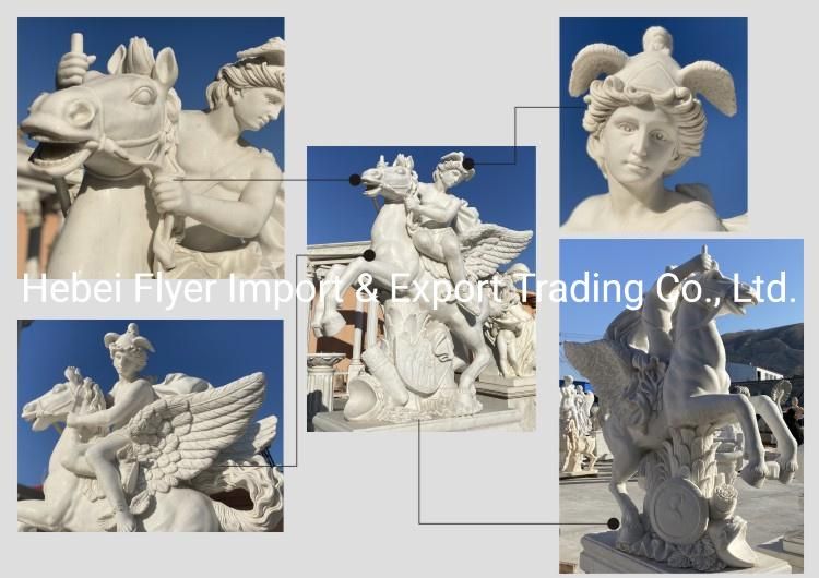 Decorative Travertine Marble Carved Figure Gate Column Statue