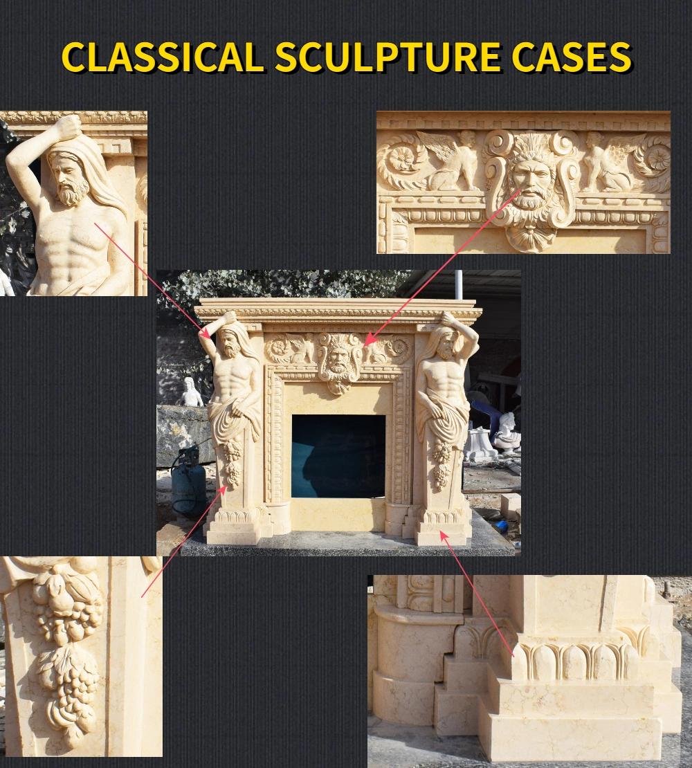 Luxury Home Interior Carved by Hand Marble Statue Boy Fireplace