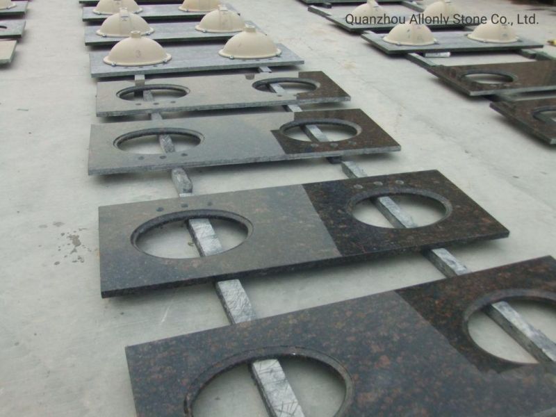 Baltic Brown Granite Bathroom Countertop with Double Sink Hole Cutout