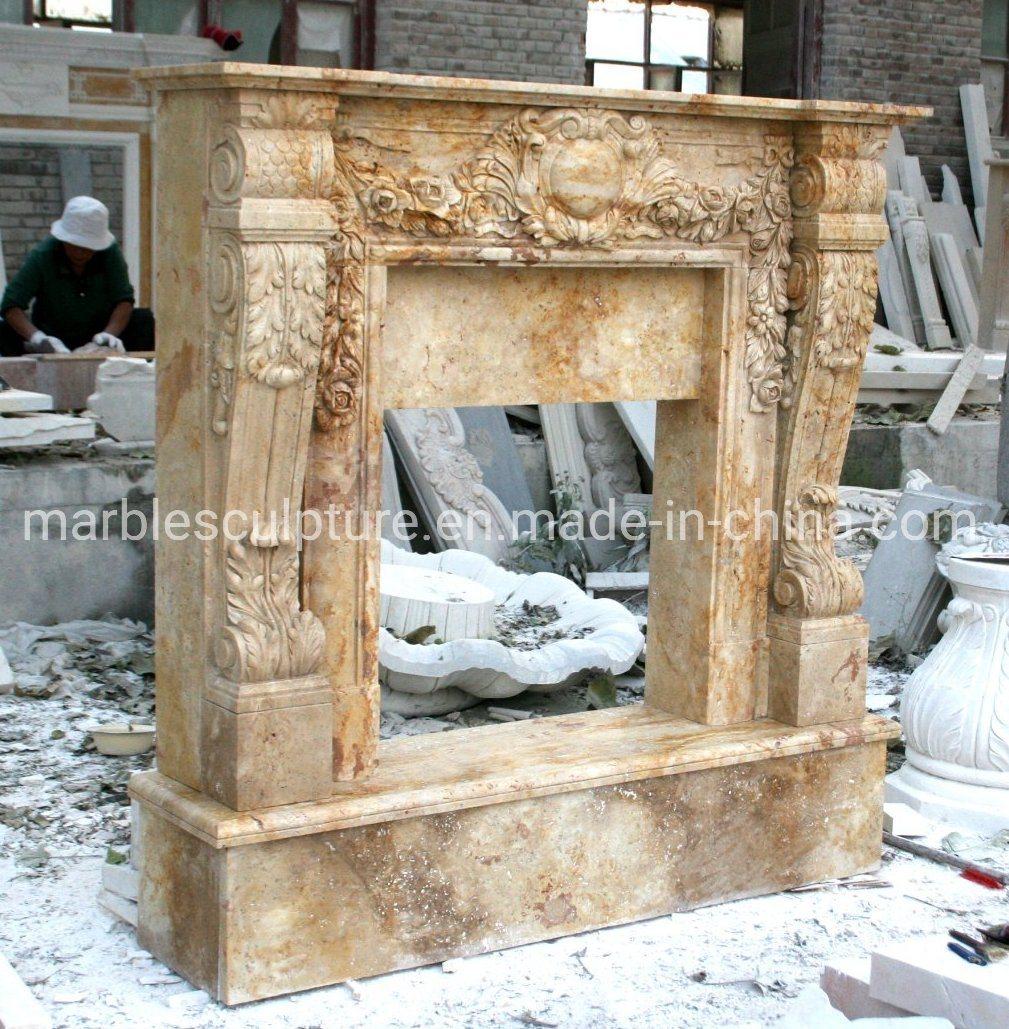 Hot Selling Indoor Decoration Marble Carved Fireplace (SYMF-205)