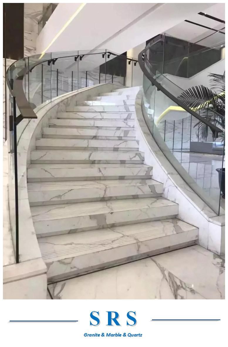 Natural Stone Bianco Carrara Volakas Ariston Athens Calacatta White Marble for Interior Flooring/Wall/Background/Countertop/Stair