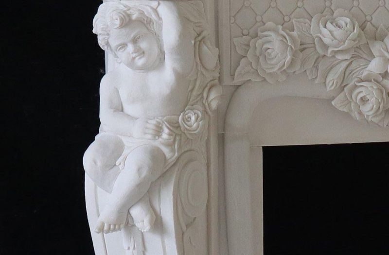 Freestanding Luxury White Marble Fireplace Surround Mantel Natural Stone Fireplace