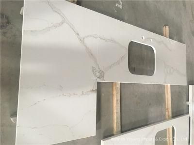 Quartz Stone Slab White/Beige/Grey/Brown Marble Look Quartz Countertop/Worktop/Table/Vanity/Island for Kitchen/Bathroom Engineering