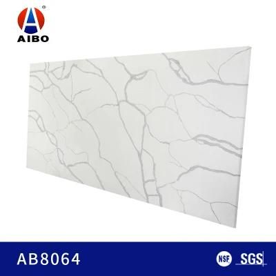 Big Size White Wall Panels Calacatta Veined Quartz Stone