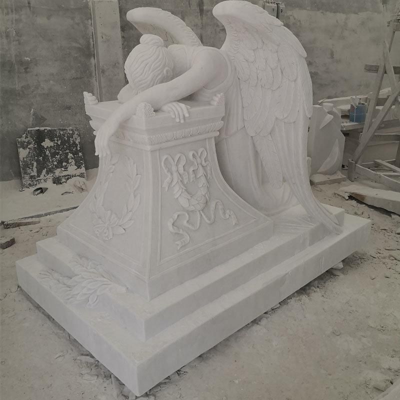 Memorial Hand Carved Stone Graveyard Ornament Granite Headstone Monument Marble Praying Angel Statue Tombstone