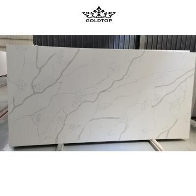 Well Sales Laza Polished/Honed/Leather Finish Calacatta White Slabs/Tiles Artificial Quartz for Kitchen Countertop
