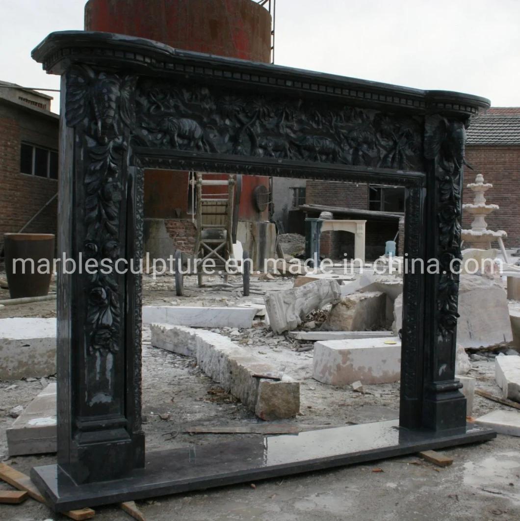 Custom Made Black Marble Fireplace Mantel Home Decoration (SYMF-298)