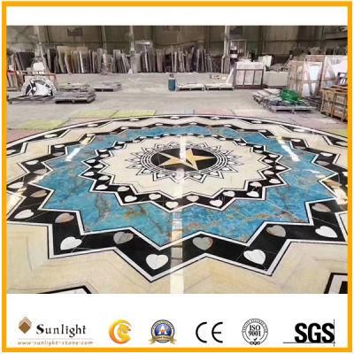Luxury Translucent Honey/ Yellow/Green/Black/White/Pink Waterjet Medallion Onyx for Floor Decoration