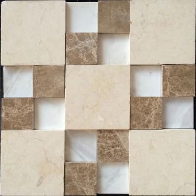 Mixed Size Beige Stone Marble Mosaic Tile for Wall and Floor