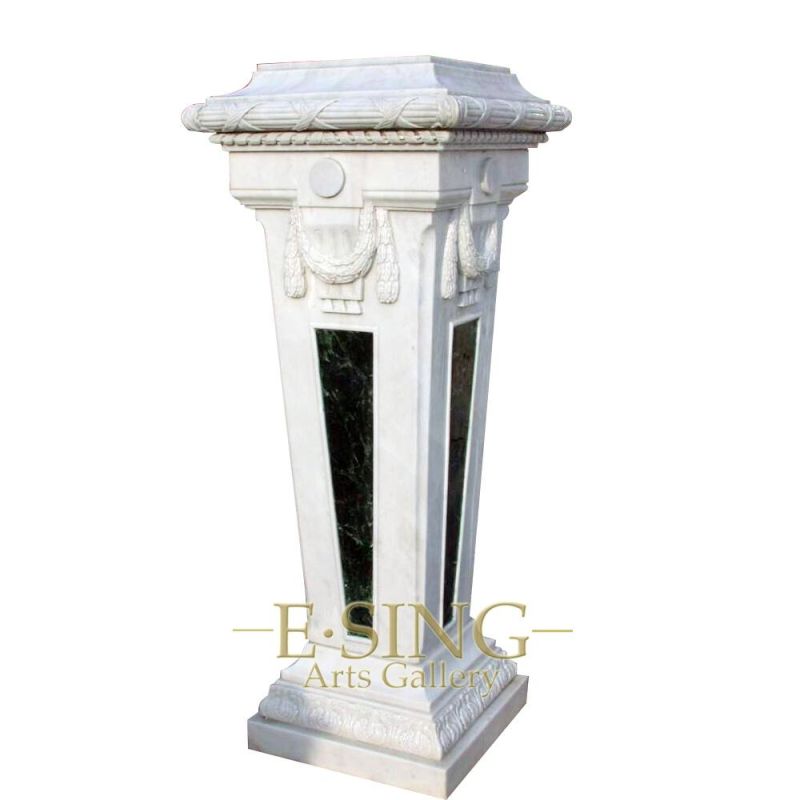 Stone Decorative Round White Marble Column Bases for Sculptures